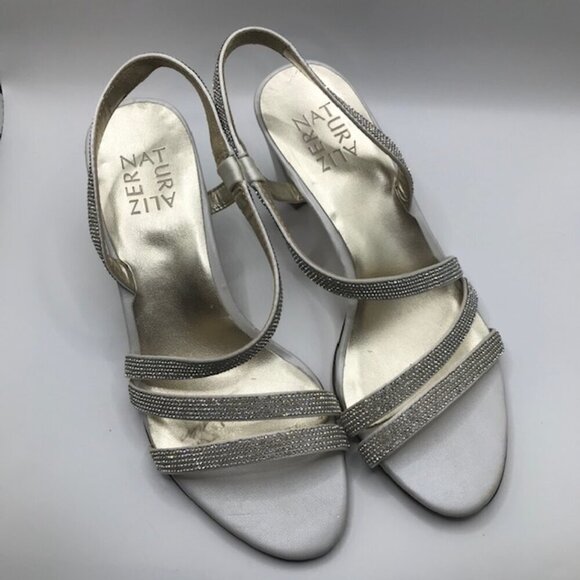 Naturalizer Women's Vanessa White Satin Rhinestone Dress Strappy Sandals Size 7M - Picture 6 of 12